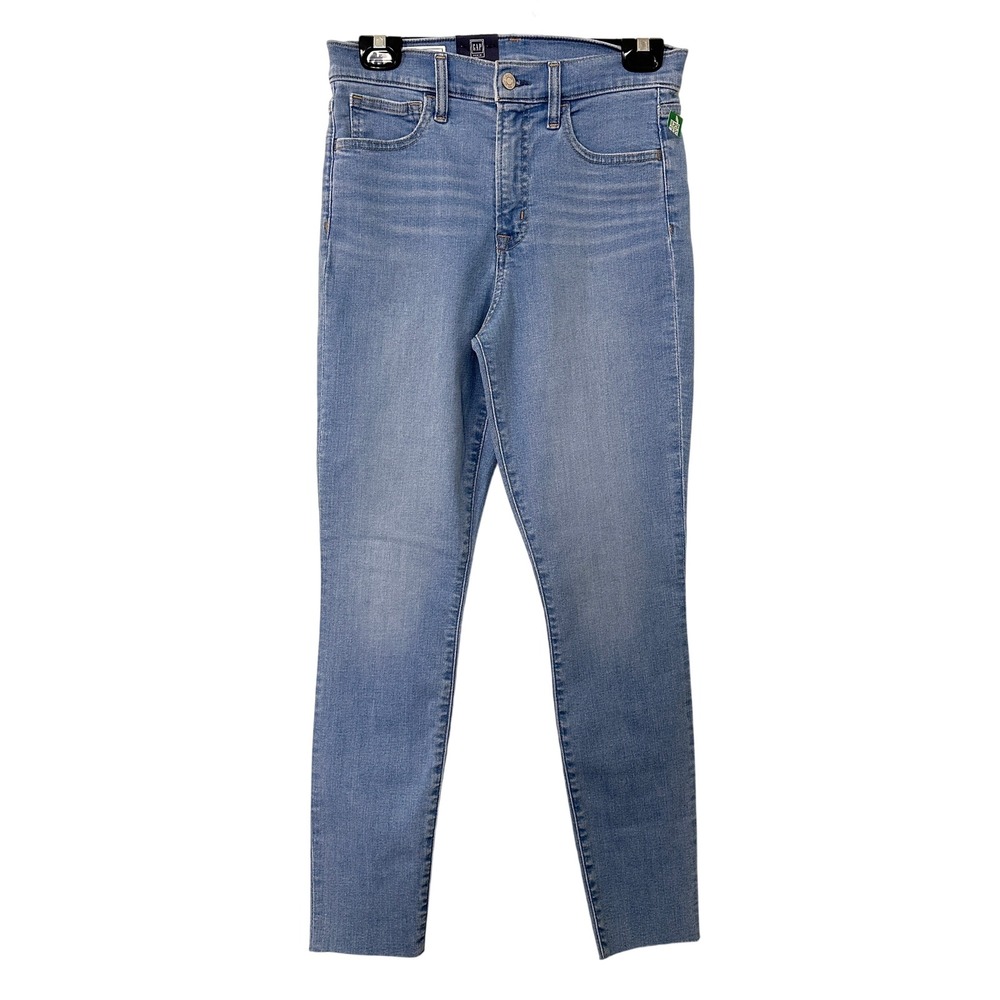 Gap True Skinny High Rise Jeans Light Wash Raw Hem 28 6R Streetwear Minimalist